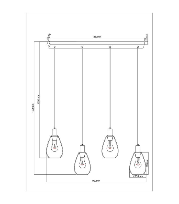 Fanni Bar Pendant Ceiling Light Matt Black Smoke Glass Shade 4x E27-6