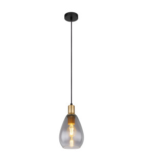 Fanni Dome Pendant Ceiling Light Matt Black Smoke Glass Shade 1x E27-1