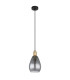 Fanni Dome Pendant Ceiling Light Matt Black Smoke Glass Shade 1x E27-2