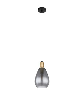 Fanni Dome Pendant Ceiling Light Matt Black Smoke Glass Shade 1x E27-2