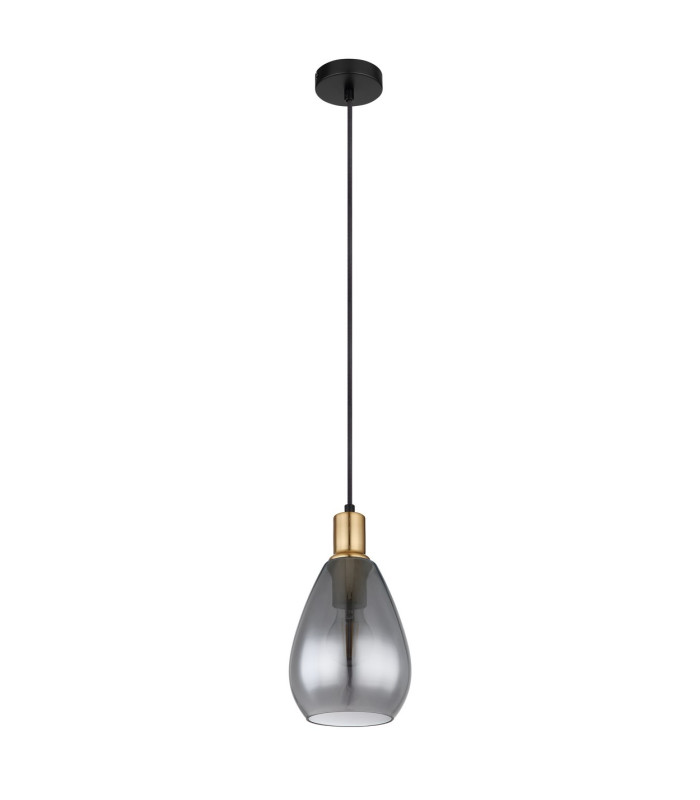 Fanni Dome Pendant Ceiling Light Matt Black Smoke Glass Shade 1x E27-2
