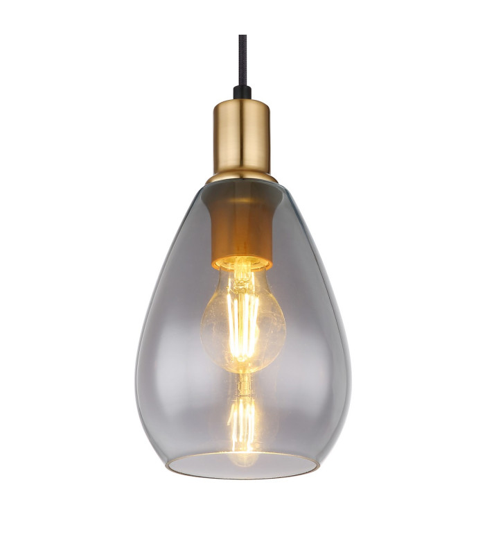 Fanni Dome Pendant Ceiling Light Matt Black Smoke Glass Shade 1x E27-3