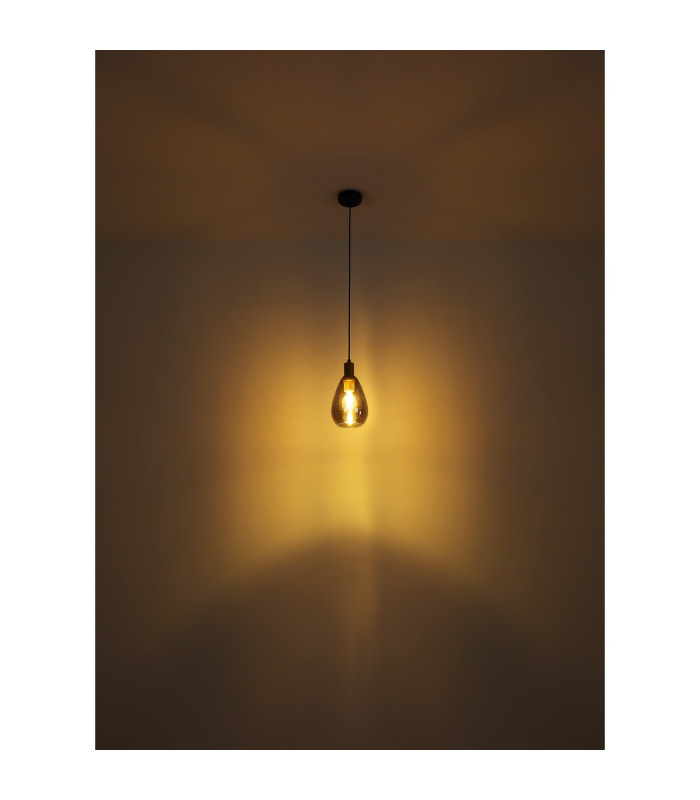 Fanni Dome Pendant Ceiling Light Matt Black Smoke Glass Shade 1x E27-4