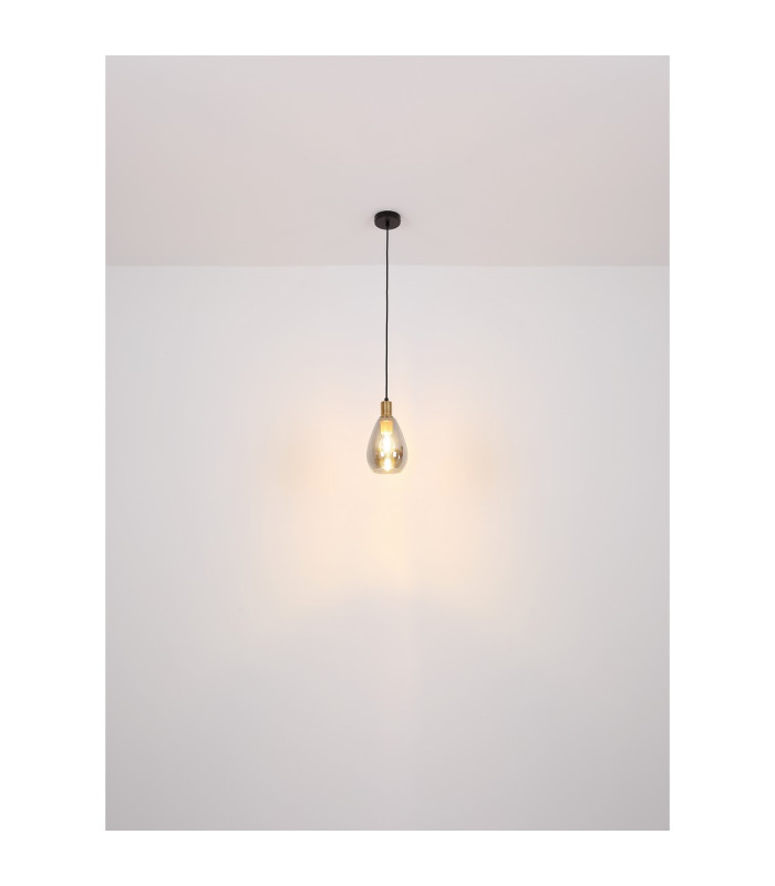 Fanni Dome Pendant Ceiling Light Matt Black Smoke Glass Shade 1x E27-5