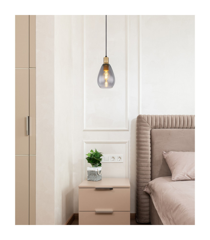 Fanni Dome Pendant Ceiling Light Matt Black Smoke Glass Shade 1x E27-7