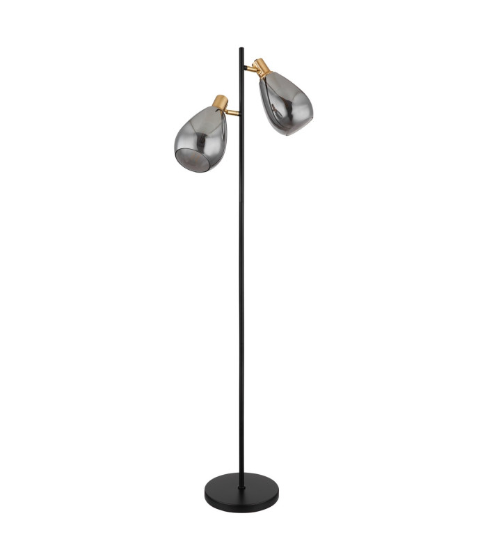 Fanni Multi Arm Floor Lamp Matt Black Smoke Glass Shade 2x E27-2