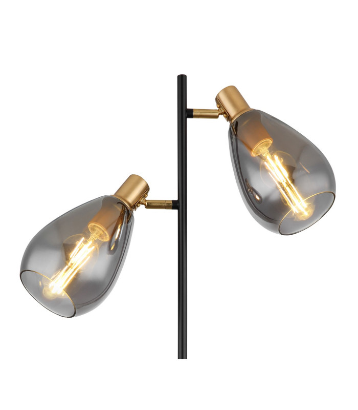 Fanni Multi Arm Floor Lamp Matt Black Smoke Glass Shade 2x E27-4
