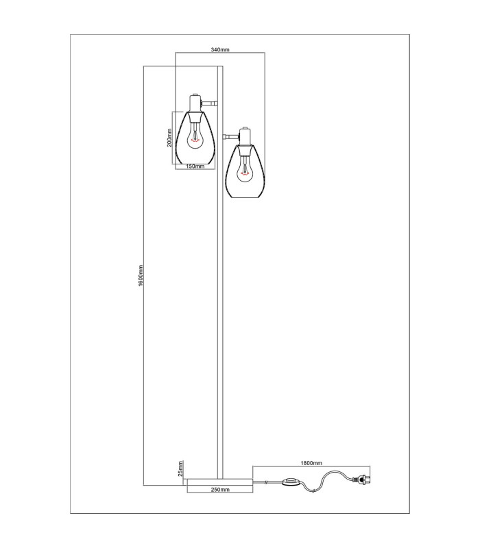 Fanni Multi Arm Floor Lamp Matt Black Smoke Glass Shade 2x E27-7