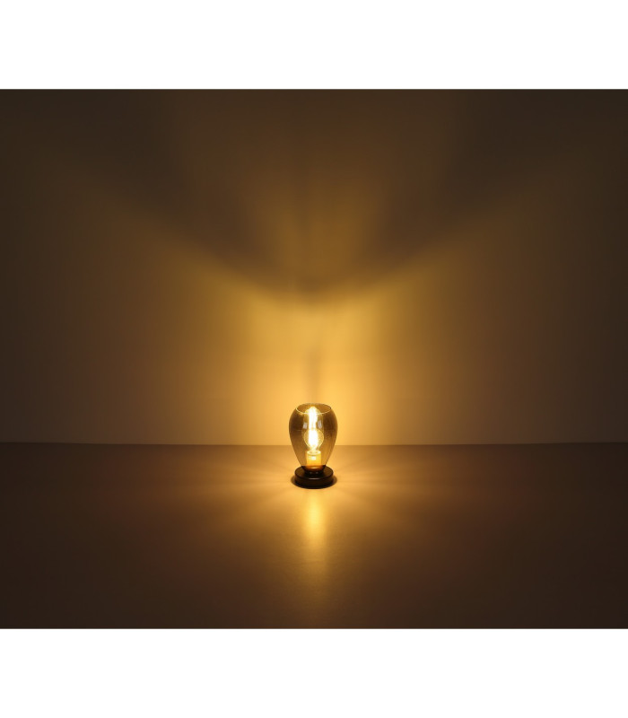 Fanni Bedside Table Lamp Matt Black Smoke Glass Shade 1x E27-4