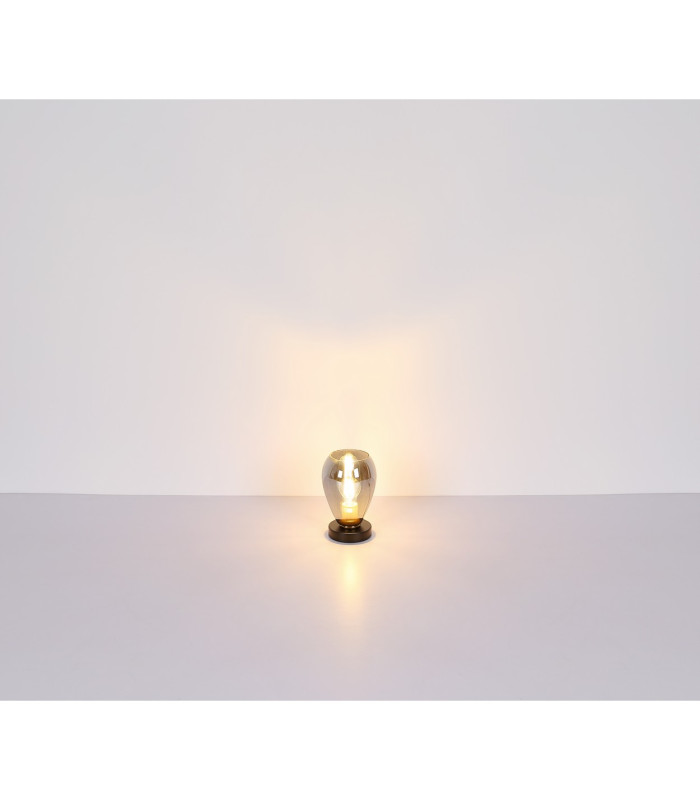 Fanni Bedside Table Lamp Matt Black Smoke Glass Shade 1x E27-5