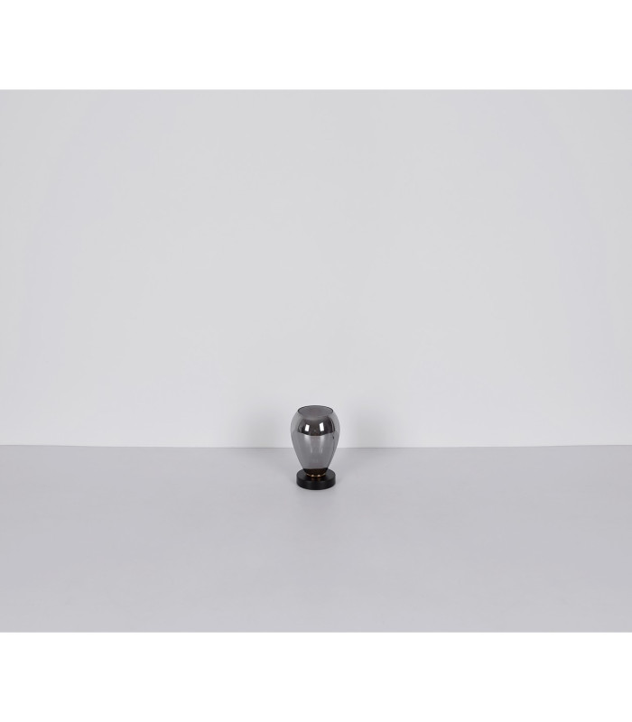 Fanni Bedside Table Lamp Matt Black Smoke Glass Shade 1x E27-6