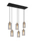 Fanni Cluster Pendant Ceiling Light Matt Black Smoke Glass Shade 6x E27-1