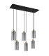 Fanni Cluster Pendant Ceiling Light Matt Black Smoke Glass Shade 6x E27-2
