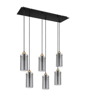 Fanni Cluster Pendant Ceiling Light Matt Black Smoke Glass Shade 6x E27-2