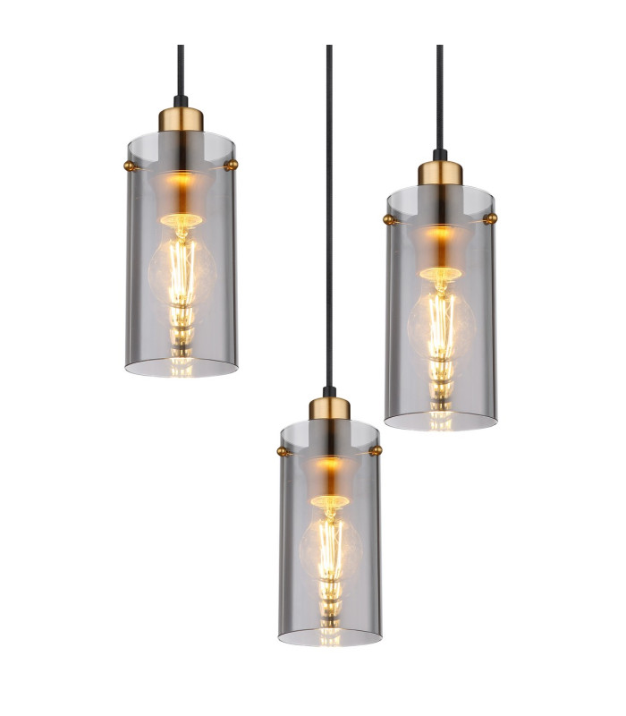 Fanni Cluster Pendant Ceiling Light Matt Black Smoke Glass Shade 6x E27-4