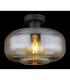 Giuseppe Globe Ceiling Light Matt Black Amber Glass Shade 1x E27-3