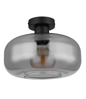 Giuseppe Globe Ceiling Light Matt Black Smoke Glass Shade 1x E27-2