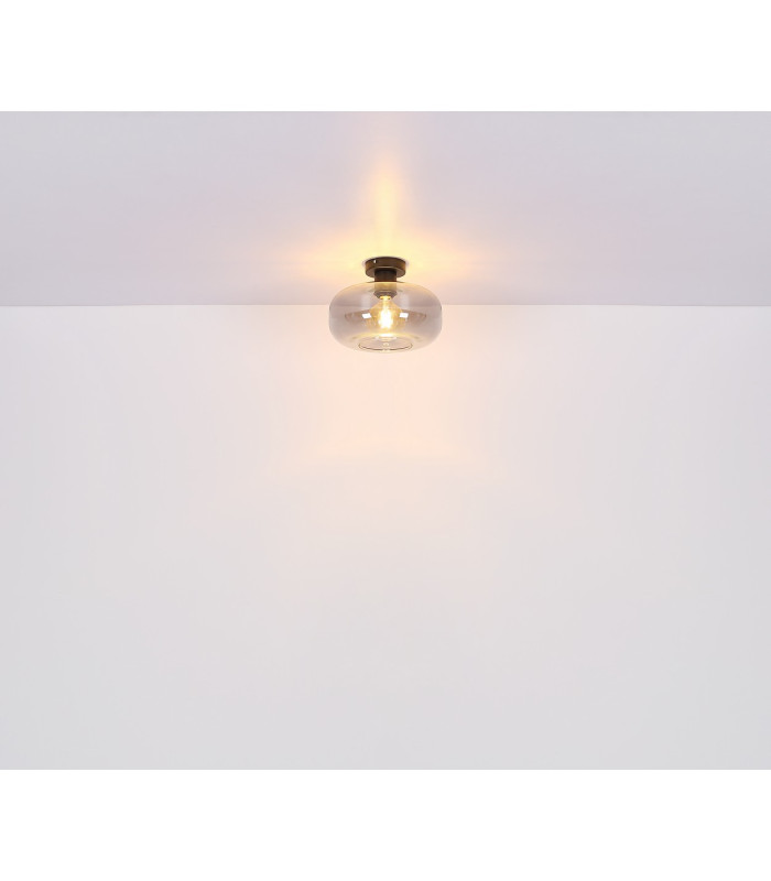 Giuseppe Globe Ceiling Light Matt Black Smoke Glass Shade 1x E27-5
