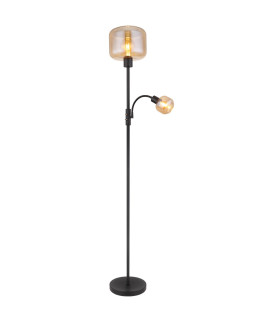 Giuseppe Glass Floor Lamp Matt Black Amber Glass Shade 1x E27-1