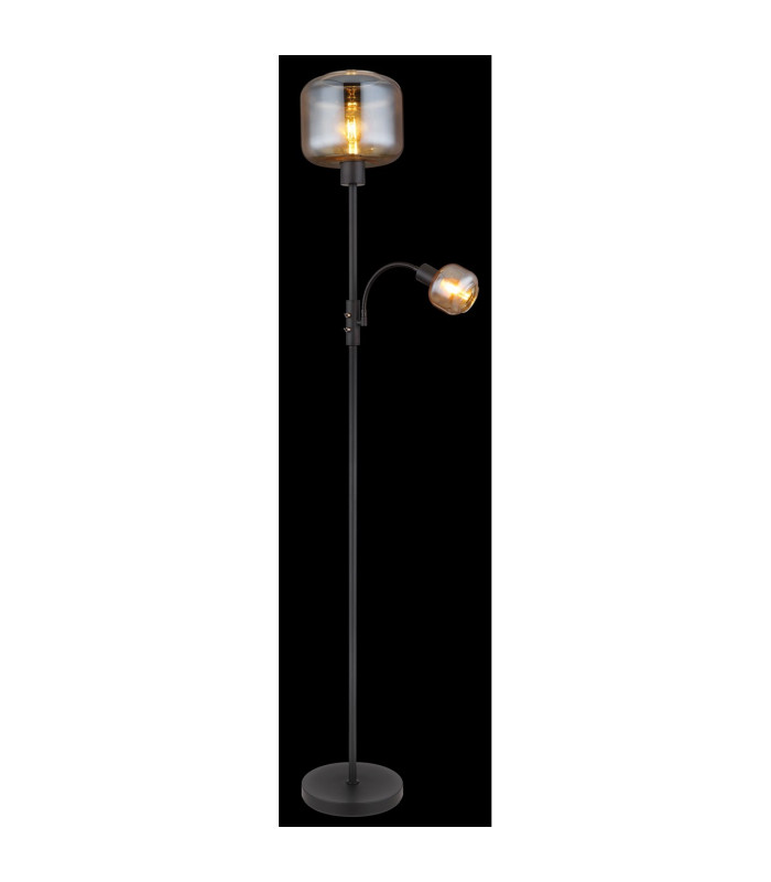 Giuseppe Glass Floor Lamp Matt Black Amber Glass Shade 1x E27-4