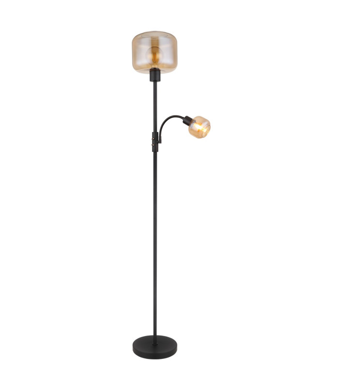 Giuseppe Glass Floor Lamp Matt Black Amber Glass Shade 1x E27-6