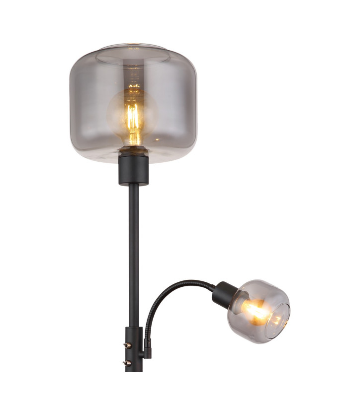 Giuseppe Mother & Child Lamp Matt Black Smoke Glass Shade 1x E27-3