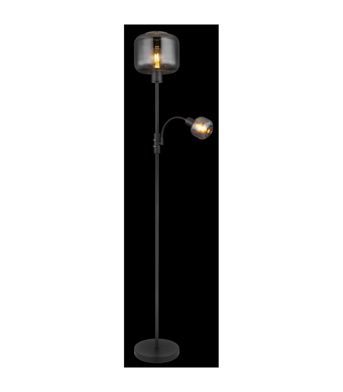 Giuseppe Mother & Child Lamp Matt Black Smoke Glass Shade 1x E27-4
