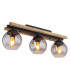 Conni Globe Ceiling Light Matt Black Wood Dark Brown Smoke Glass Shade 3x E27-1