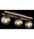 Conni Globe Ceiling Light Matt Black Wood Dark Brown Smoke Glass Shade 3x E27-4
