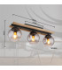 Conni Globe Ceiling Light Matt Black Wood Dark Brown Smoke Glass Shade 3x E27-10