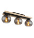 Conni Globe Ceiling Light Matt Black Wood Natural Brown Smoke Glass Shade 3x E27-1