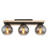 Conni Globe Ceiling Light Matt Black Wood Natural Brown Smoke Glass Shade 3x E27-3