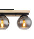 Conni Globe Ceiling Light Matt Black Wood Natural Brown Smoke Glass Shade 3x E27-4