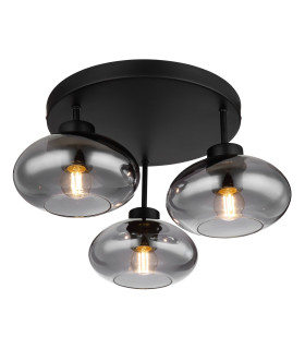 Shaun Shade Cluster Ceiling Light Matt Black Smoke Glass Shade 3x E27-1