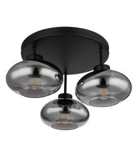 Shaun Shade Cluster Ceiling Light Matt Black Smoke Glass Shade 3x E27-2