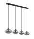 Shaun Bar Pendant Ceiling Light Matt Black Smoke Glass Shade 4x E27-2