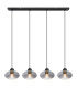 Shaun Bar Pendant Ceiling Light Matt Black Smoke Glass Shade 4x E27-3