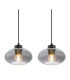 Shaun Bar Pendant Ceiling Light Matt Black Smoke Glass Shade 4x E27-4
