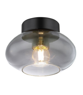 Shaun Globe Ceiling Light Matt Black Smoke Glass Shade 1x E27-1