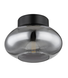 Shaun Globe Ceiling Light Matt Black Smoke Glass Shade 1x E27-2
