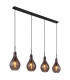 Oskus Bar Pendant Ceiling Light Matt Black Smoke Glass Shade 4x E14-1