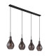 Oskus Bar Pendant Ceiling Light Matt Black Smoke Glass Shade 4x E14-2