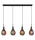Oskus Bar Pendant Ceiling Light Matt Black Smoke Glass Shade 4x E14-3