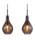 Oskus Bar Pendant Ceiling Light Matt Black Smoke Glass Shade 4x E14-4