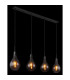 Oskus Bar Pendant Ceiling Light Matt Black Smoke Glass Shade 4x E14-5