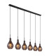 Oskus Bar Pendant Ceiling Light Matt Black Smoke Glass Shade 6x E14-1