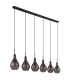 Oskus Bar Pendant Ceiling Light Matt Black Smoke Glass Shade 6x E14-2