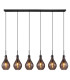 Oskus Bar Pendant Ceiling Light Matt Black Smoke Glass Shade 6x E14-3