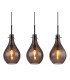 Oskus Bar Pendant Ceiling Light Matt Black Smoke Glass Shade 6x E14-4