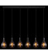 Oskus Bar Pendant Ceiling Light Matt Black Smoke Glass Shade 6x E14-6